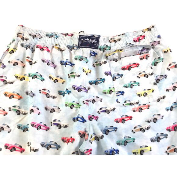 Swim Trunks Medium Michael's Car Fancy Cars Blue Multi-Color NWT - Picture 4 of 5